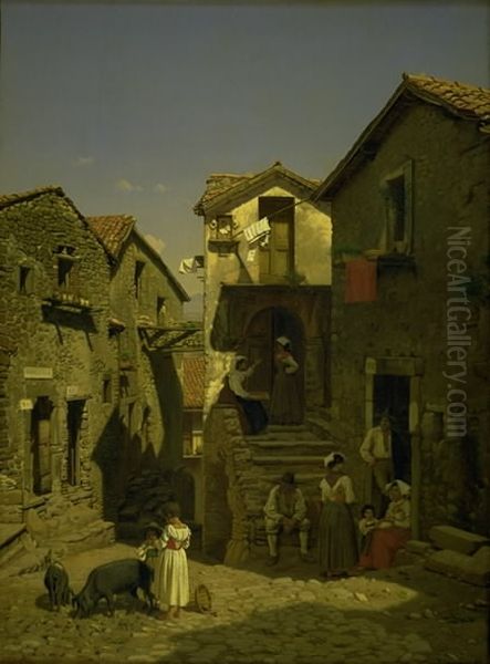 A Street in Gerano Oil Painting by Frederik Vermehren