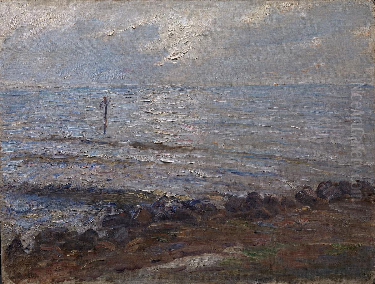 Sollys over havet Oil Painting by Oscar Bjorck
