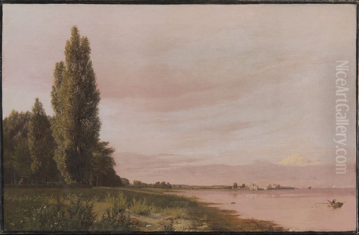 View of the Bay near the Copenhagen Limekiln Looking North. A Quiet Summer Afternoon Oil Painting by Christen Kobke