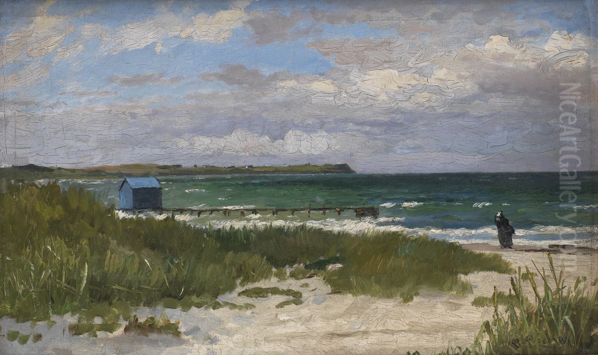 Kystlandskab. Hornbaek Oil Painting by Carl Locher