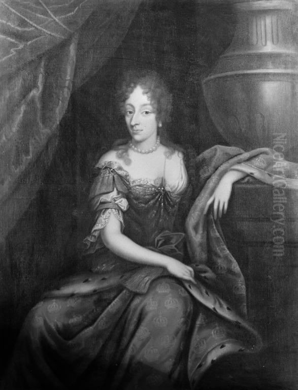 Dronning Charlotte Amalie (knaestykke) Oil Painting by Jacques d'Agar