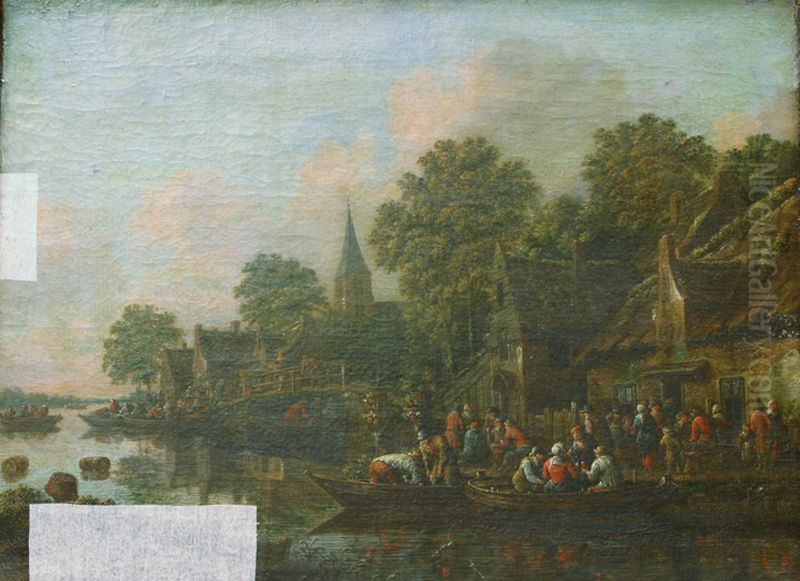 River Landscape Oil Painting by Thomas Heeremans