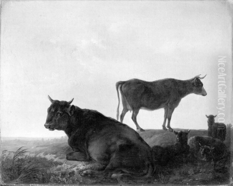 Et kvaegstykke Oil Painting by Christian David Gebauer