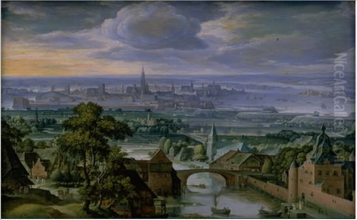 Landscape with a View of Antwerp Oil Painting by Hans Bol