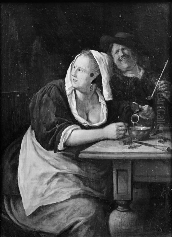 Couple at an Inn Table Oil Painting by Jan Steen