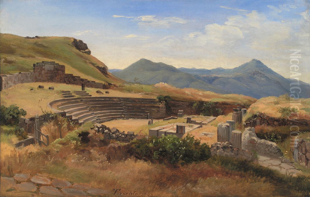 The Ruins of the Antique Theatre at Tusculum, Italy Oil Painting by Thorald Brendstrup