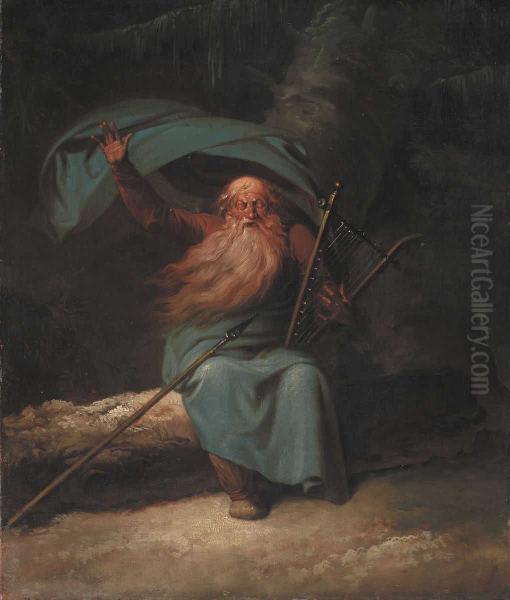 Ossian Singing His Swan Song Oil Painting by Nicolai Abildgaard