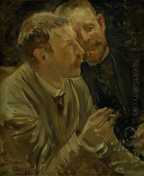 Portrait of the Painters Bruno Liljefors and Alf Wallander Oil Painting by Ernst Josephson
