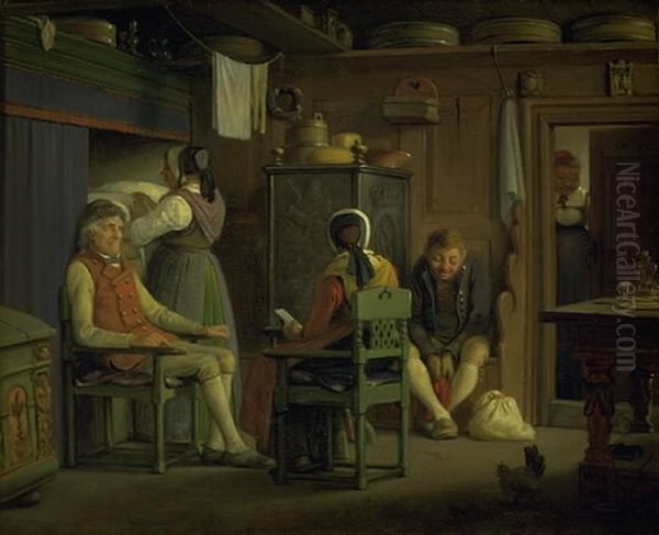 En friers moder taler sin sons sag Oil Painting by Wilhelm Marstrand