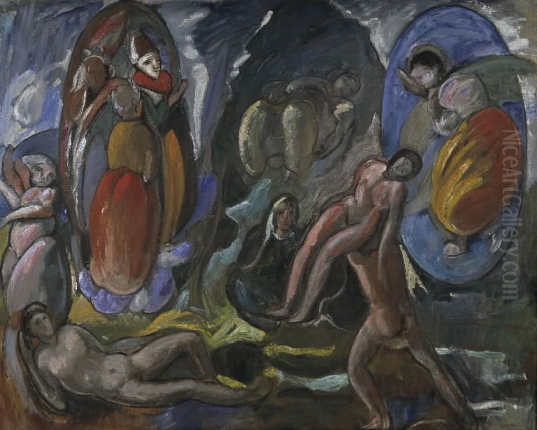 The Creation of Eve. Composition. Opus II Oil Painting by Jens Adolf Jerichau