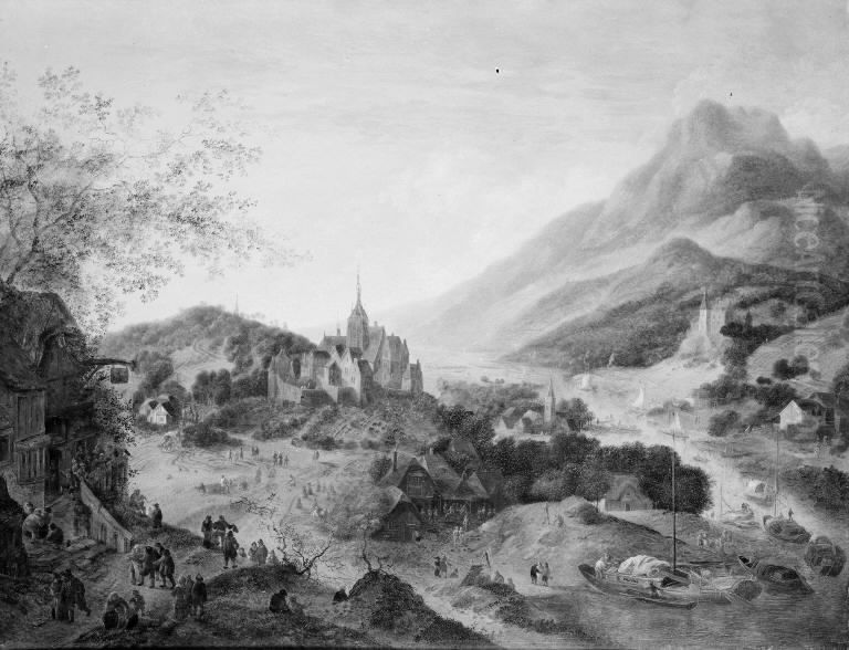 Mountain Scenery with River Oil Painting by Jan Griffier I