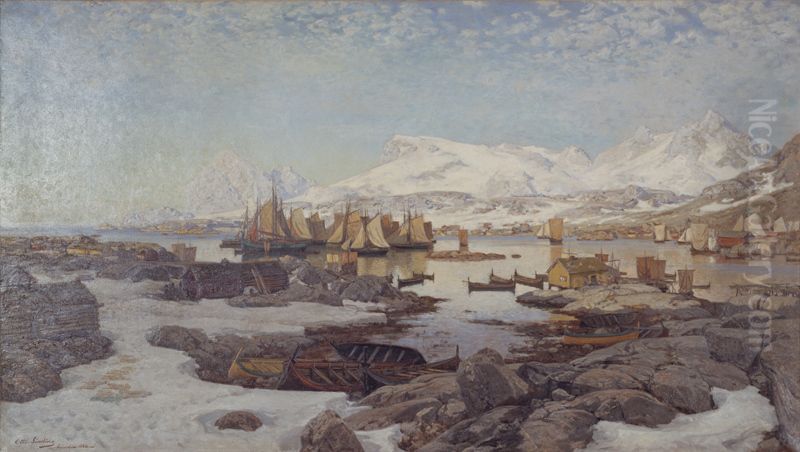 Spring Day in Lofoten Oil Painting by Otto Ludvig Sinding
