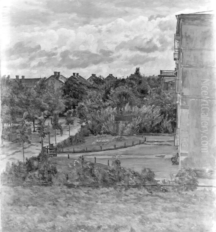 Storgatan after the Rain Oil Painting by Herman Norrman