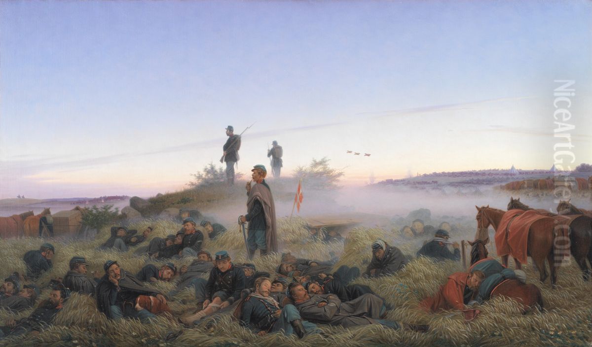 The Morning After the Battle of Isted 25 July 1850 Oil Painting by Jorgen Valentin Sonne