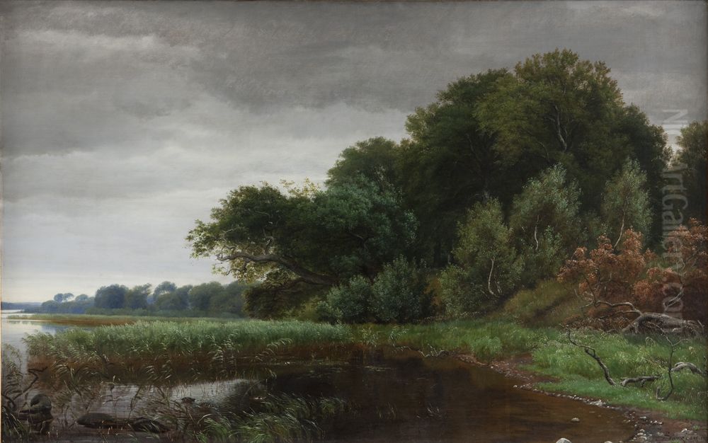 Clearing weather after a rain shower at Gurre Lake Oil Painting by P. C. Skovgaard