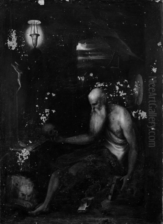 Saint Jerome and the Lion Oil Painting by Matthijs Naiveu