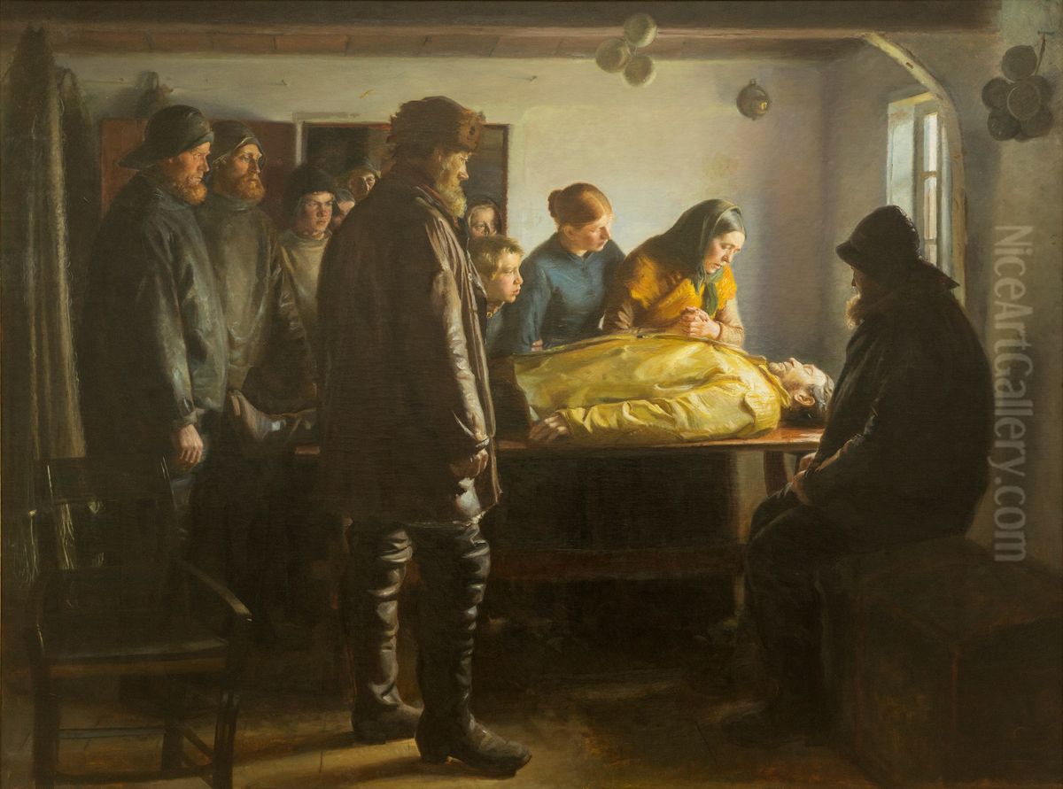 The drowned fisherman Oil Painting by Michael Peter Ancher