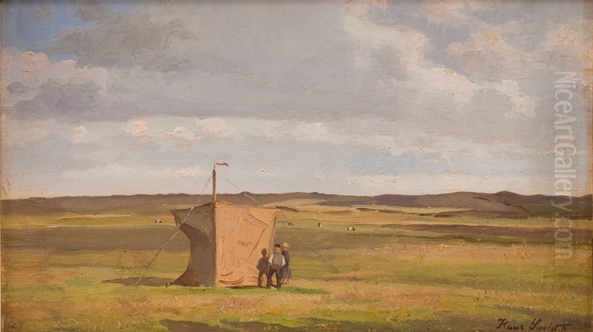 The Artist's Shelter on the Moors in Jutland Oil Painting by Hans Smidth