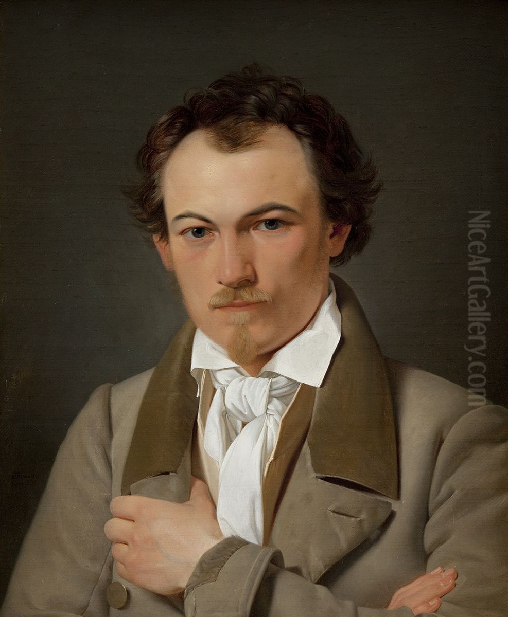 Portrait of the Scene Painter Troels Lund Oil Painting by Ditlev Blunck
