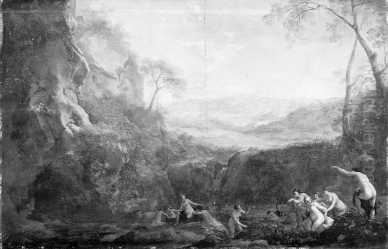 Landscape with Diana and Nymphs Oil Painting by Dirck Van Der Lisse