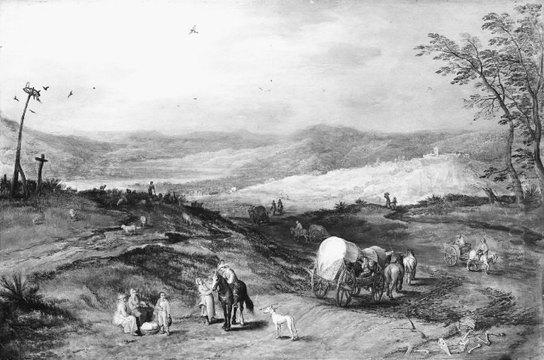 Landscape with a Road Leading Past a Place of Execution Oil Painting by Joos de Momper the Younger