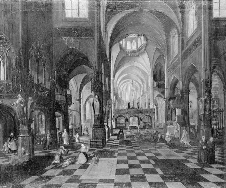 Interior of a Catholic Church Oil Painting by Isaak van Nickelen