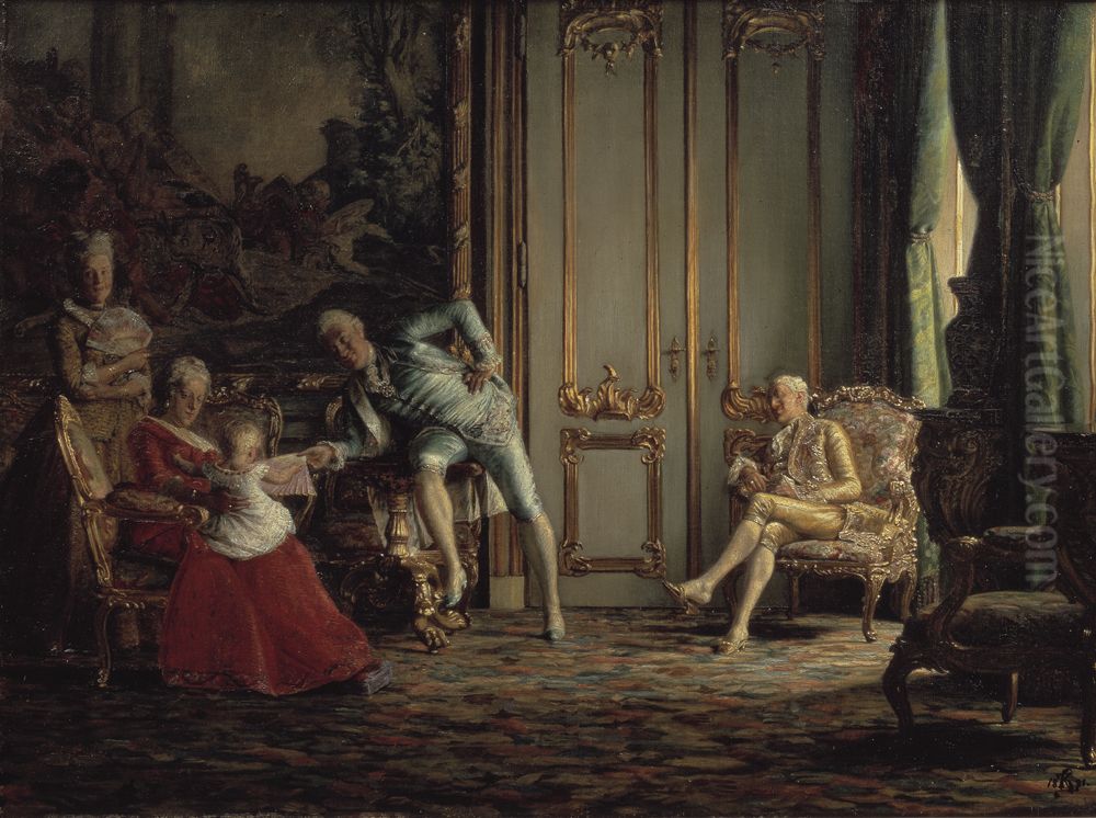 Et interior fra forrige arhundrede Oil Painting by Kristian Zahrtmann