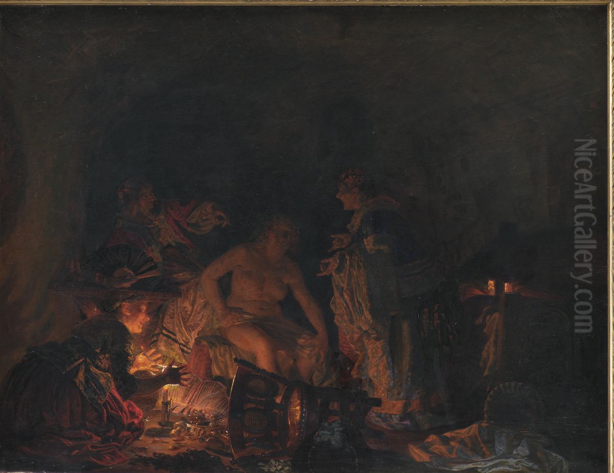 Leonora Christina being Examined in Prison Oil Painting by Kristian Zahrtmann