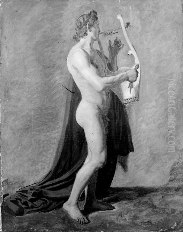Apollo with his Lyre Oil Painting by Constantin Hansen