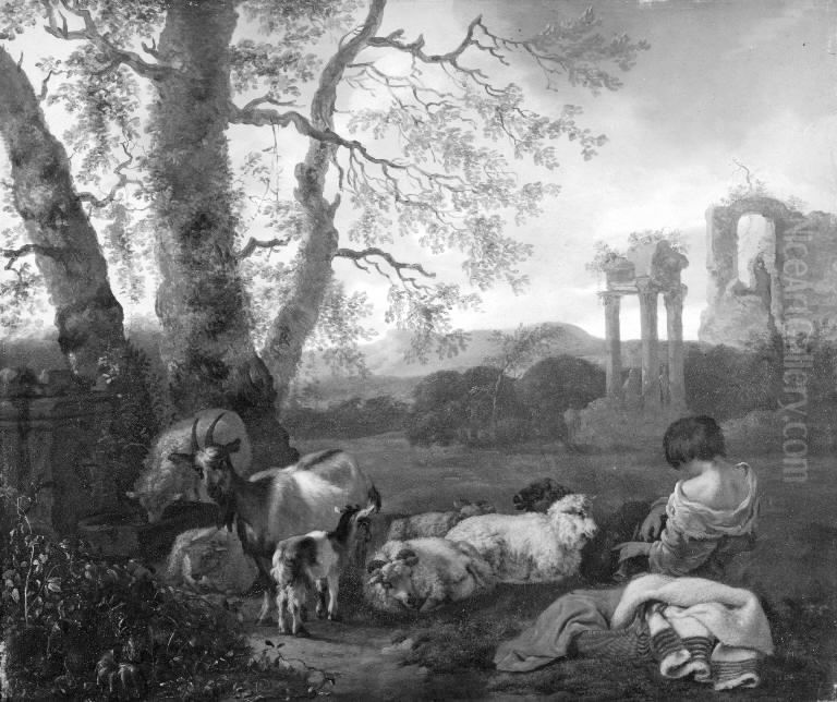 Sheep and Goats Oil Painting by Jacob Van Der Does