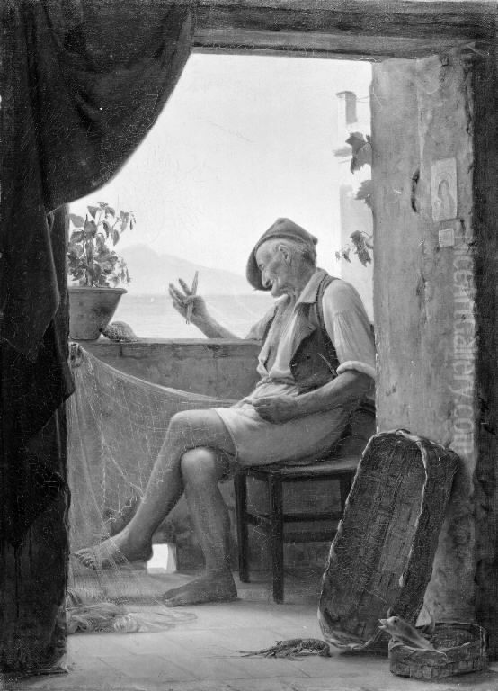 A Fisherman from Sorronto, Italy Oil Painting by Carl Heinrich Bloch