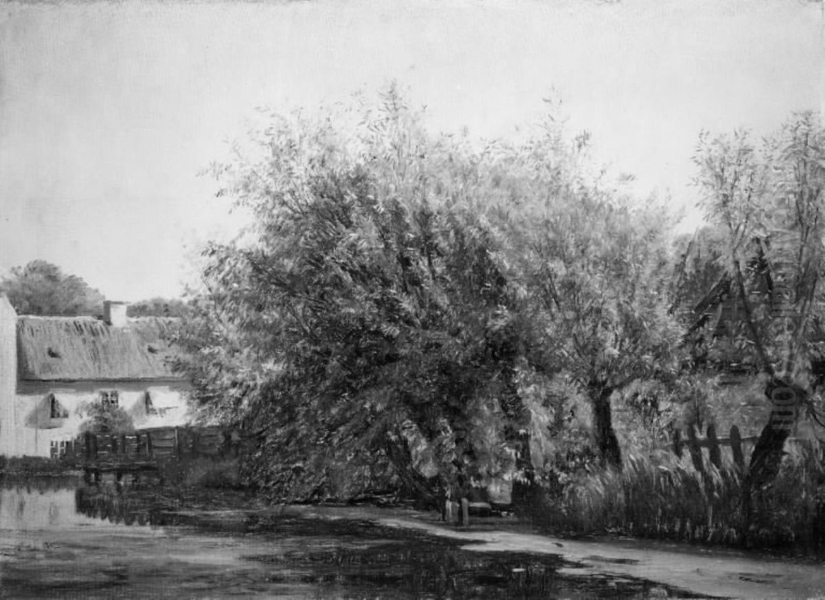 Parti fra knivfabrikken ved Ravaddam. Oil Painting by Godfred B.W. Christensen