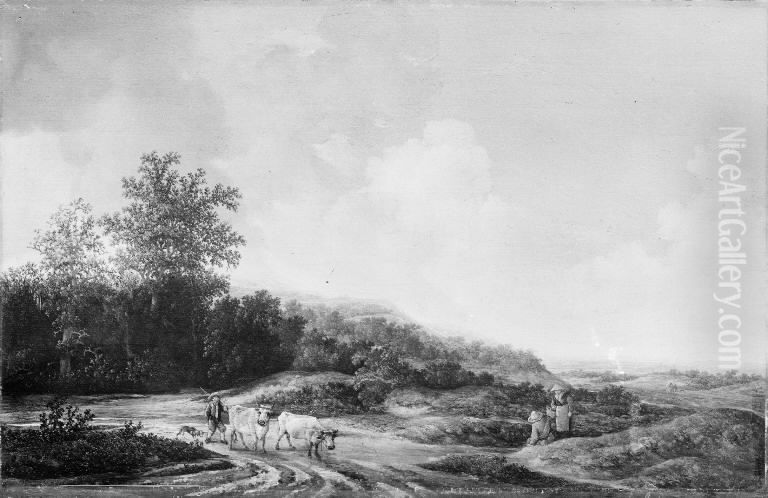 Hilly Landscape Oil Painting by Jacob van Moscher