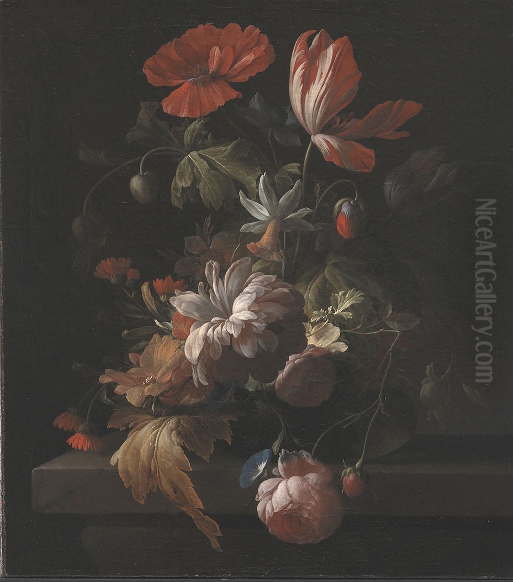 Flowers in a Bowl Oil Painting by Elias van den Broeck