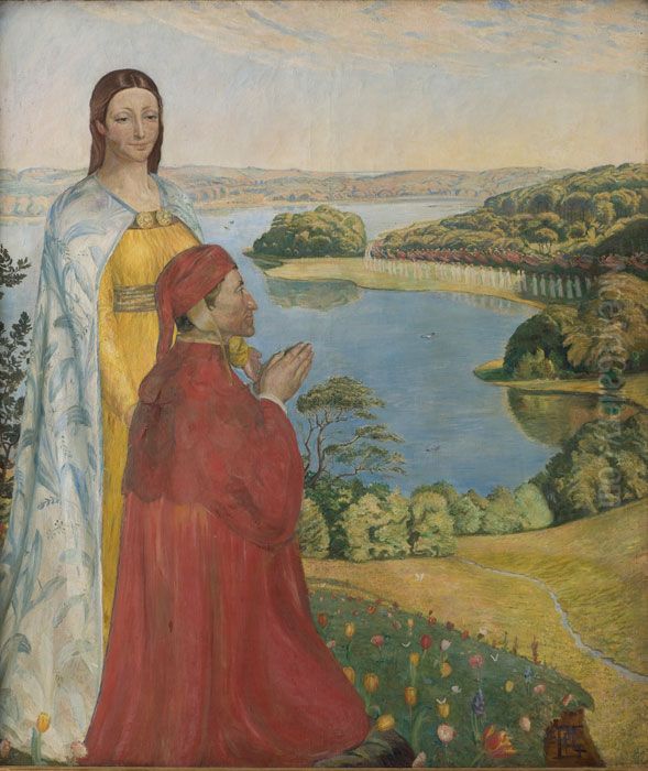 Dante og Beatrice i Paradis Oil Painting by Poul Simon Christiansen