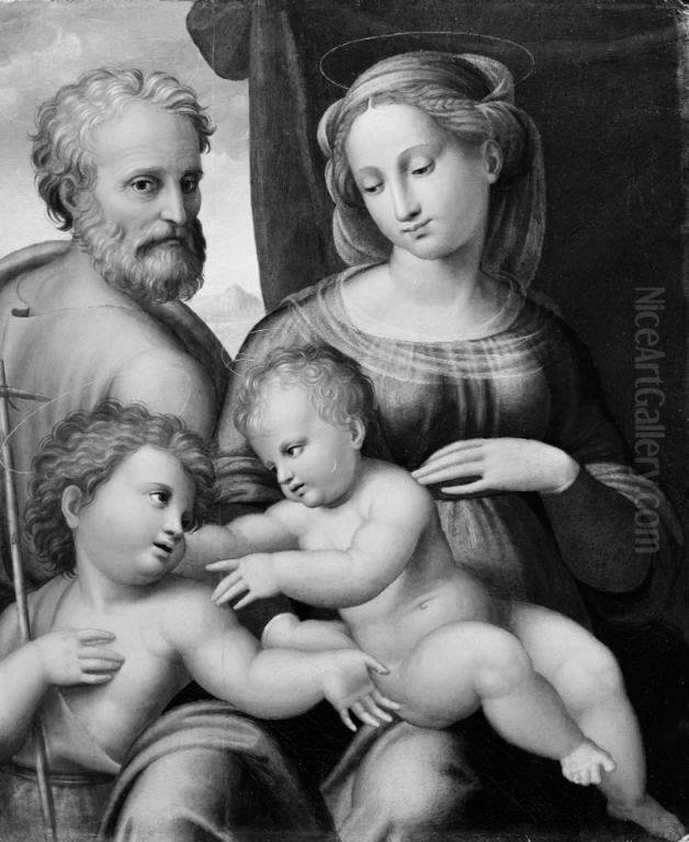 The Holy Family and St John Oil Painting by Innocenzo di Pietro Francucci da Imola