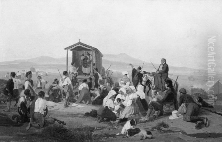 Harvest Thanksgiving Mass in the Roman Campagna Oil Painting by Jorgen Valentin Sonne