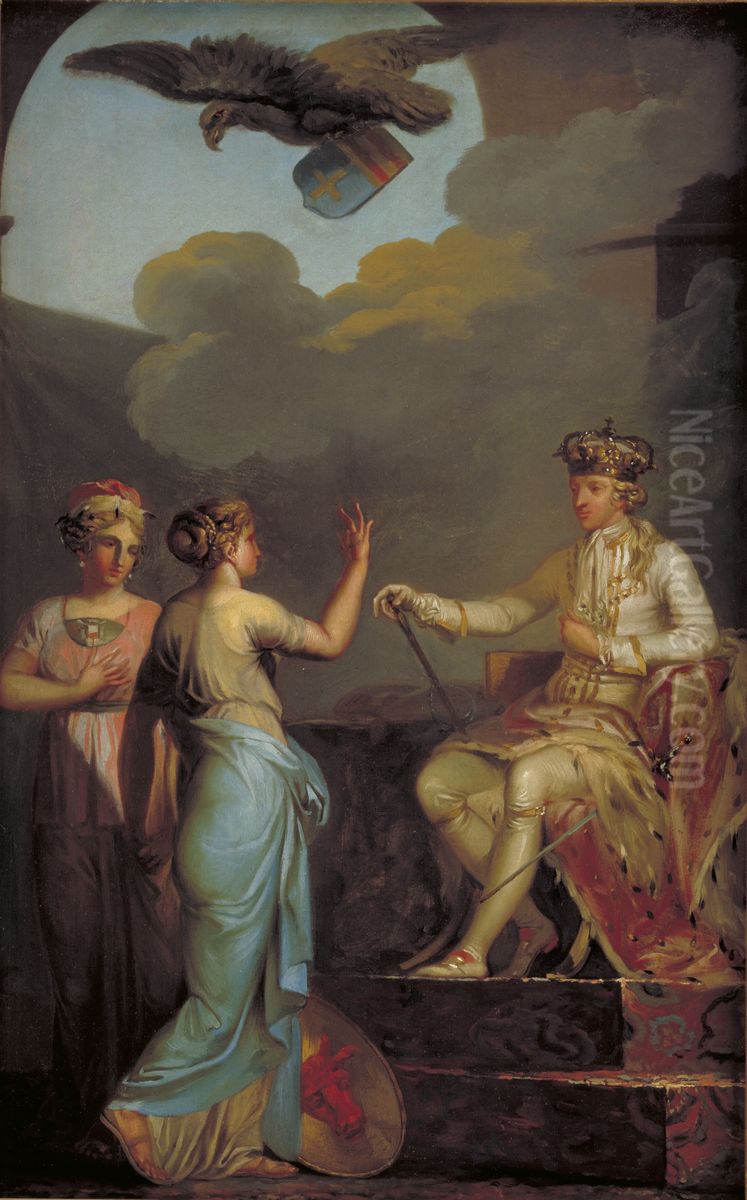 Christian VII Uniting the Ducal with the Royal Part of Holstein in 1773 Oil Painting by Nicolai Abildgaard