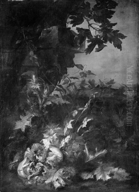 Thistles and Toadstools Oil Painting by Jean Baptiste Gayot Dubuisson