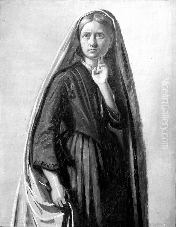 Studie af en ung kvinde (Oline Kobke) Oil Painting by Constantin Hansen