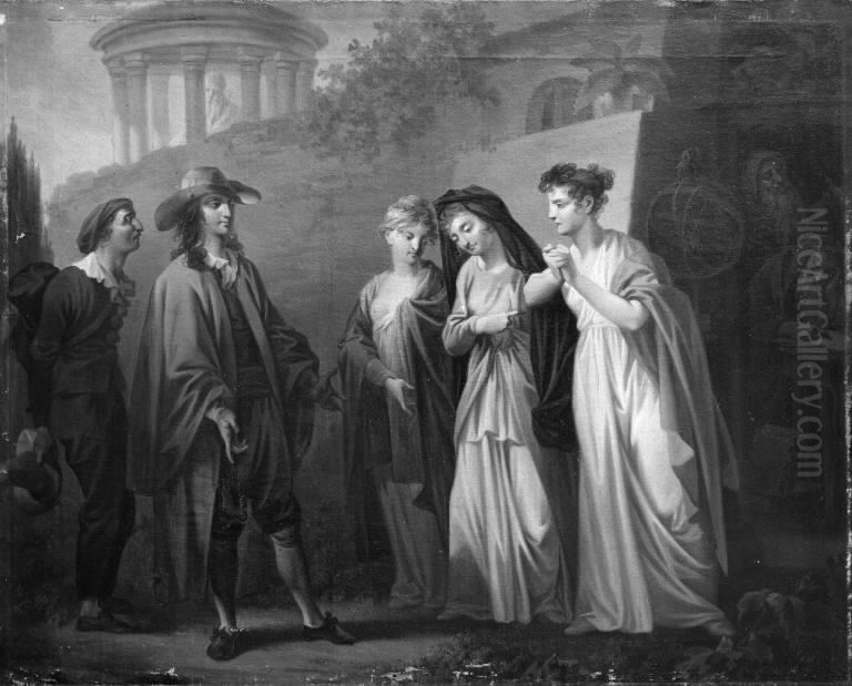 Sganarels Rejse til det philosophiske Land, 9. scene Oil Painting by Christian August Lorentzen