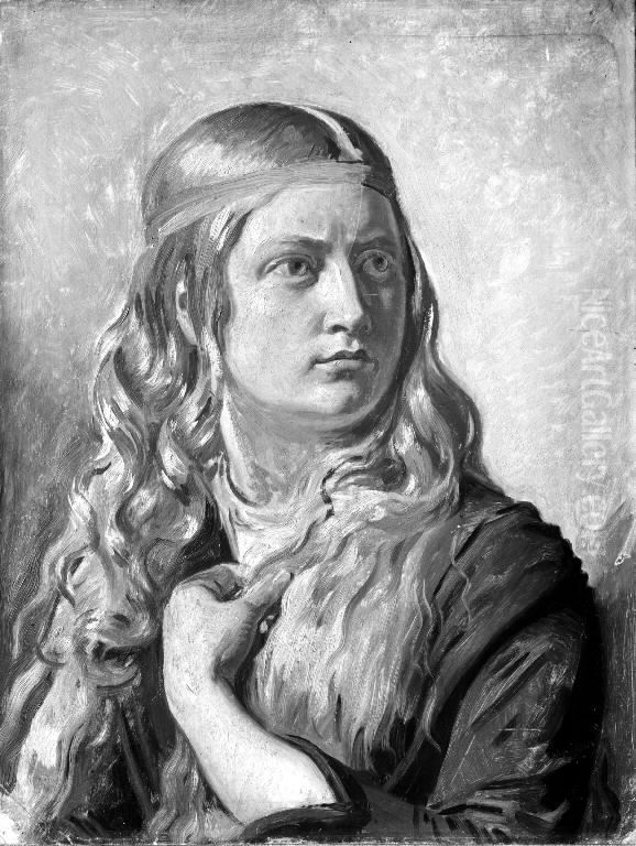 Studie af en ung kvinde (Oline Kobke) Oil Painting by Constantin Hansen