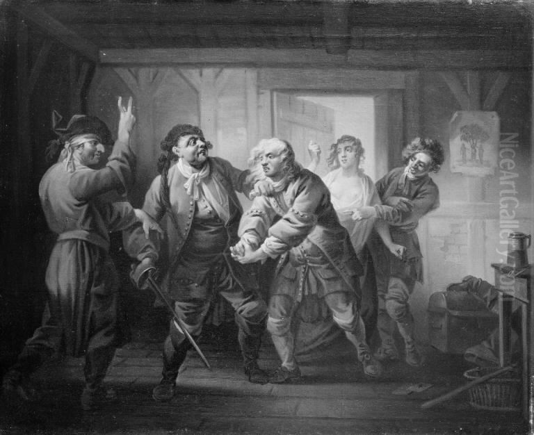 Den elvte Juni, V. akt, 1. scene Oil Painting by Christian August Lorentzen