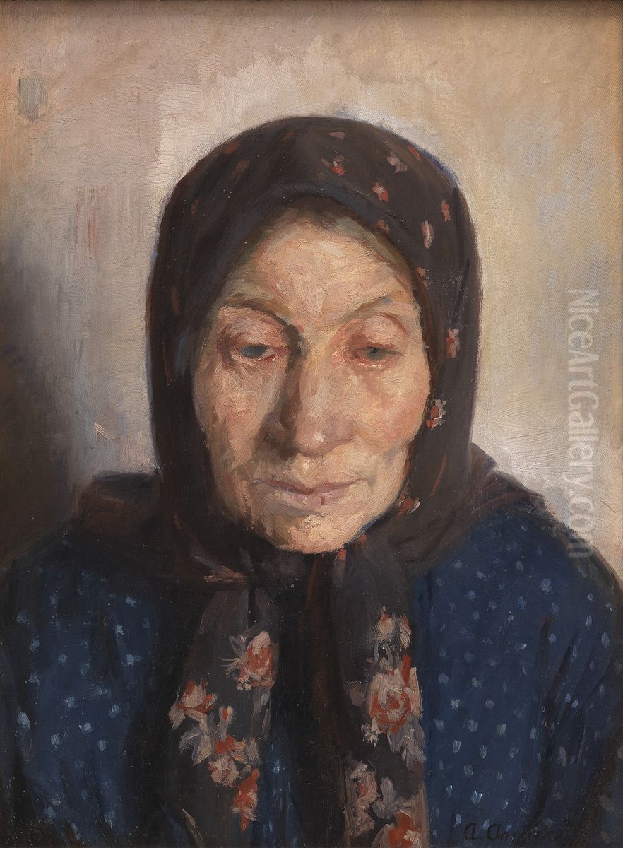 An Old Fisherman's Wife Oil Painting by Anna Ancher