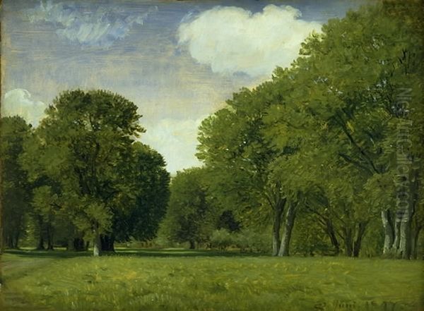 The Deer Park. Study Oil Painting by P. C. Skovgaard