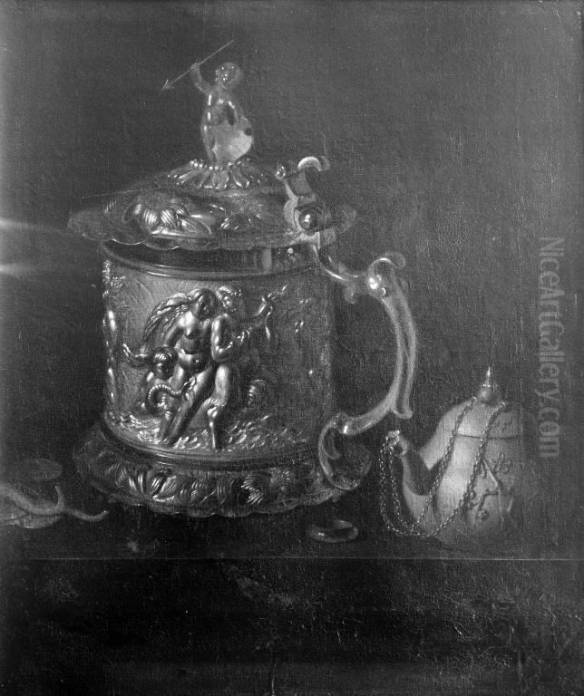 Silver Mug and Clay Pot Oil Painting by Pieter Gerritsz van Roestraten