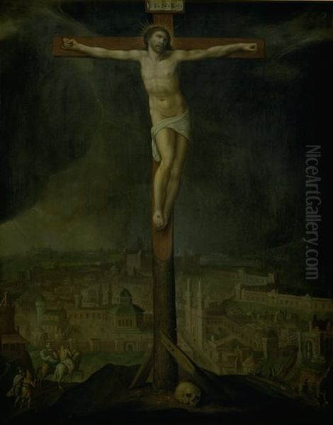 Christ on the Cross Oil Painting by Gillis Mostaert