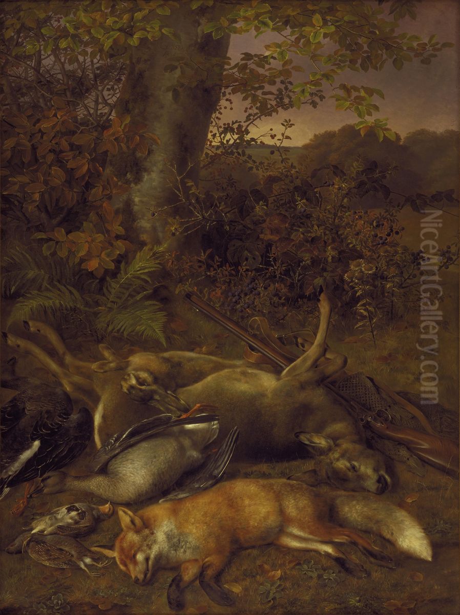 Still Life With Game Oil Painting by Johan Laurentz Jensen