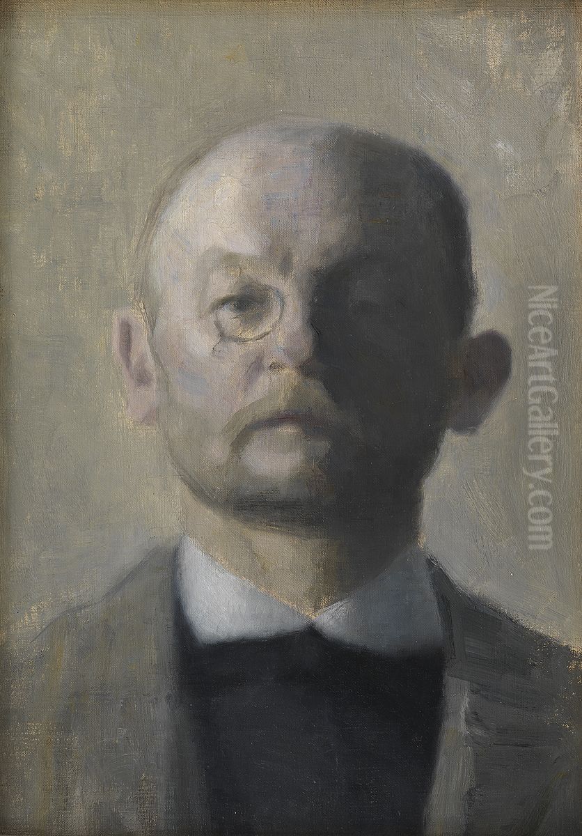 The Painter Kristian Zahrtmann Oil Painting by Vilhelm Hammershoi