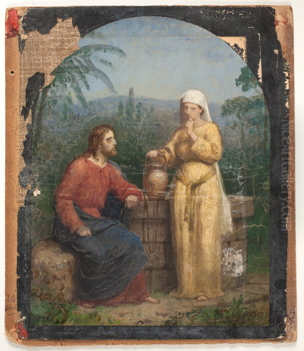 Olieskitse til Jesus og Samaritanerinden ved bronden Oil Painting by Anton Dorph